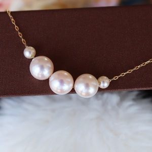 Pearl necklace 18K gold,akoya pearls 8.5-9mm,natural Pearls jewelry